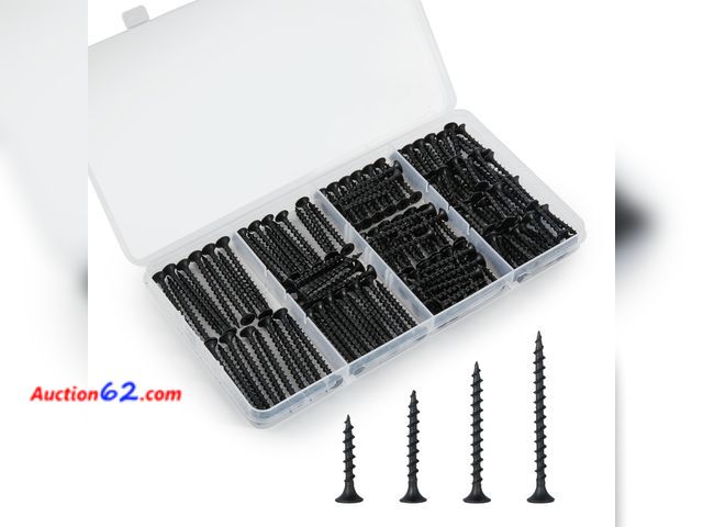 Lot 44-9165 - Lot of (2) Packs of LUEEN #6 Black Wood Screws for Drywall, Drywall Screw Combo Kit, 166 Pieces Coarse Threaded Slate Screw Set, Phillips Gr...