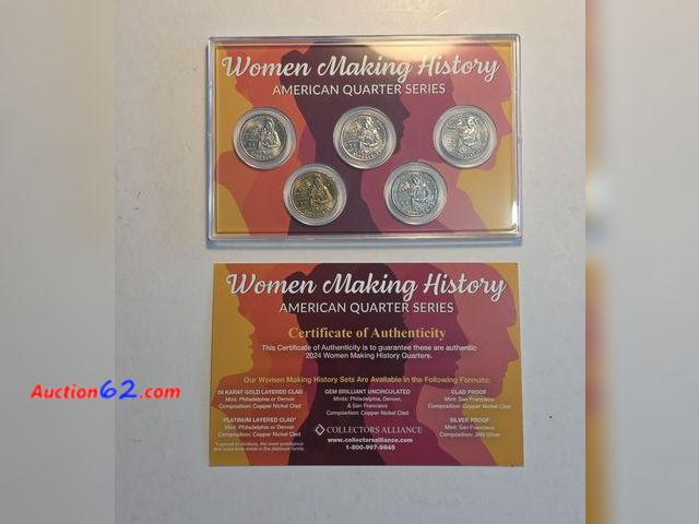 Lot 44-8326r - WOMEN MAKING HISTORY AMERICAN QUARTER SERIES COMMEMORATIVE SET! INCLUDES FIVE (5) 2024 ZITKALA-ŠA AMERICAN WOMEN QUARTERS, WITH ONE BEING GO...