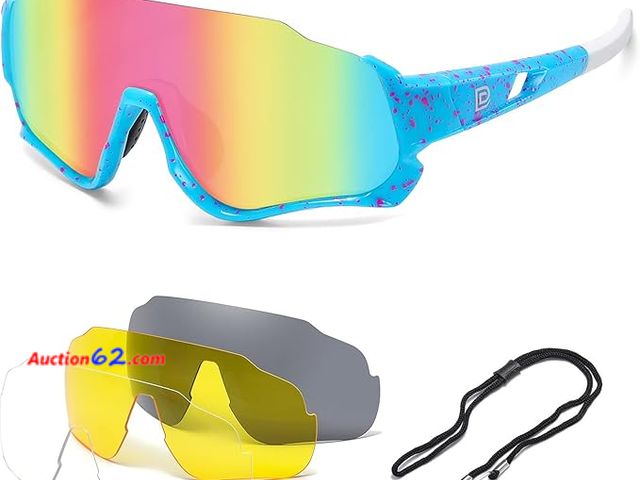 Lot 44-9069x - DUCO Polarized Kids Sunglasses Youth- 3 Lenses  Appears New, A basic inspection has been given to this item. Sold AS-IS.