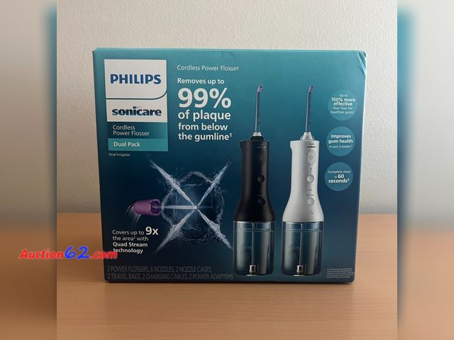 Lot 44-141j - Philips Sonicare Cordless Rechargeable Power Water Flosser 2-pack Open Box E-Commerce Return, A basic inspection has been given to this item...
