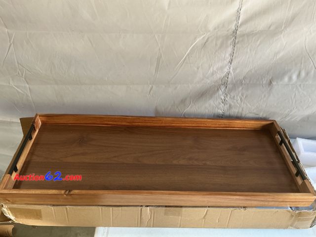 Lot 44-150m - Wooden Serving Tray with Black Handles See All Photo's Appears New, A basic inspection has been given to this item. Sold AS-IS.