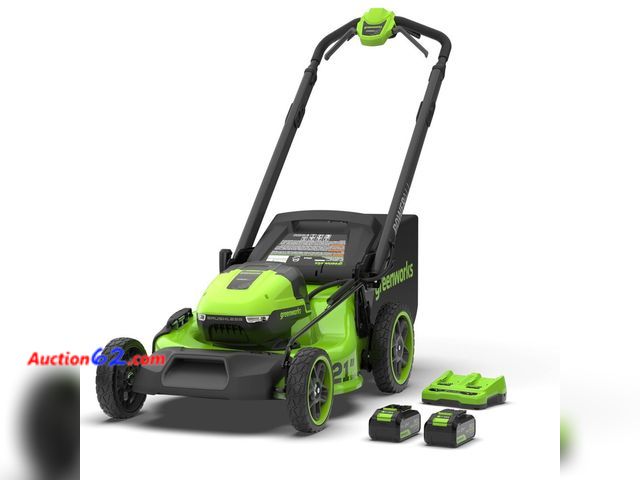 Lot 44-659f - $449 Retail price - Greenworks POWERALL 2x24V 21" Self-Propelled Mower with (2) 5.0Ah Batteries and Charger Appears New, A basic inspection ...