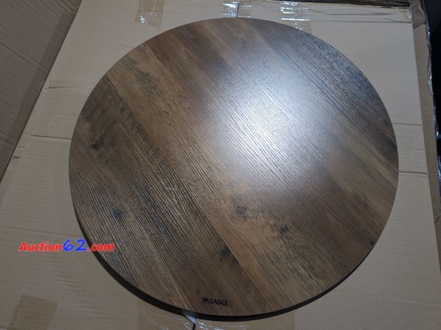 Lot 44-5501e - 26.4" Round wood slab (pressboard) with screw insets.  Great for a DIY coffee table. Appears New, A basic inspection has been given to this ...