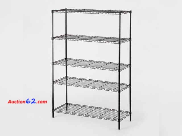 Lot 44-509j - $85 Retail price - 5 Tier Wide Wire Shelving Black - Brightroom™: Adjustable Metal Storage Unit, 72.63" H, 350 Lb Capacity, 5 Shelves See Al...
