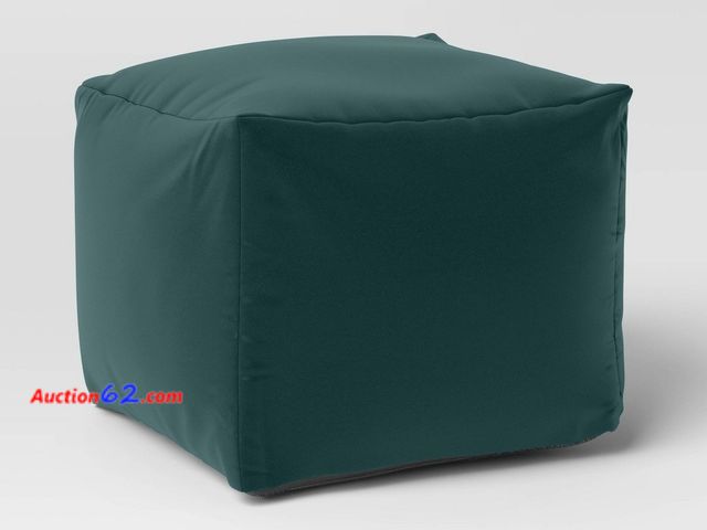 Lot 44-1549p - $50 Retail value- 18"x15" Outdoor Patio Pouf Fern Shower Green - Room Essentials™: UV-Resistant, Water-Resistant Square Ottoman Appears New,...