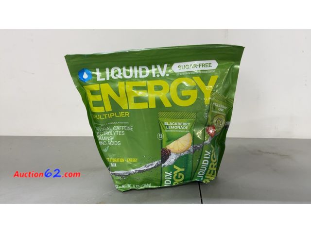 Lot 44-1734j - Liquid I.V. Energy Multiplier Sugar-Free Drink Mix Not Tested See All Photo's E-Commerce Return, A basic inspection has been given to this i...