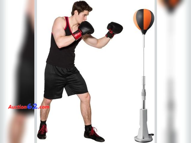 Lot 44-7138x - Punching bag with stand-one-touch press absorption, height adjustable, speed bag for training  Appears New, A basic inspection has been give...