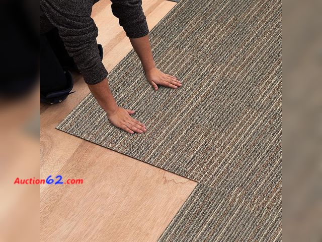 Lot 44-1682w - $139.99 Retail price - Boshuele 24 inch x 24 inch Carpet Tiles upholstered Non-Slip Carpet Squares Reusable Easy to Install Indoor and Outdo...