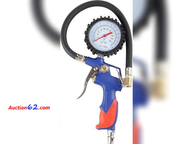 Lot 44-4007g - ONYTRAVL Tire Inflator with Pressure Gauge,Max 16 BAR/220 PSI Dial Reading,Tires Inflator Deflator Tool with Rubber Hose Appears New
