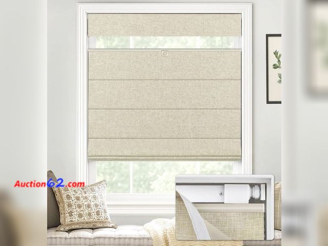 Lot 44-819w - $85.99 Retail price - LazBlinds No Tools No Drill TDBU Cordless Roman Shades for Window, Thermal Insulated UV Blocking, 100% Blackout Fabric...