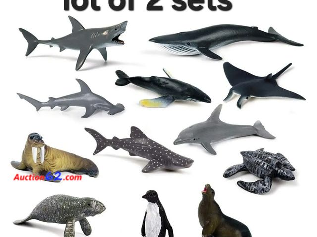 Lot 44-6523k - Lot of 2 EOIVSH 12 Pack Mini Ocean Animal Figures, Plastic Educational Sea Creature Toys, Realistic Miniature Figurines Appears New, A basic...