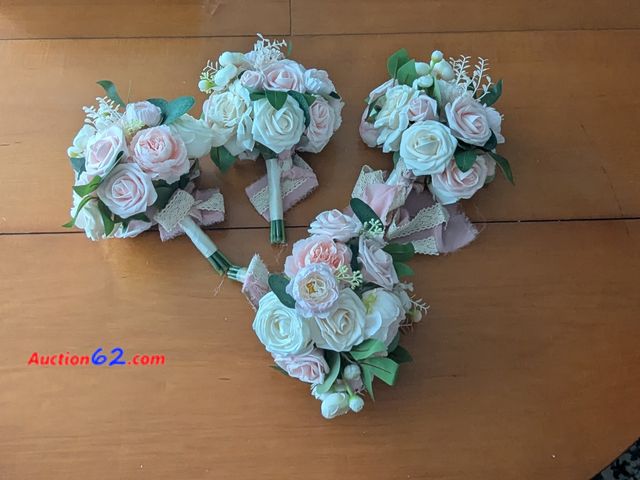 Lot 44-3070g - Lot of 4 - Ling's Moment Wedding Bouquets - High Quality Artificial Wedding Flowers - Ecommerce Return - Appears New, Sold As-Is - See Pictu...