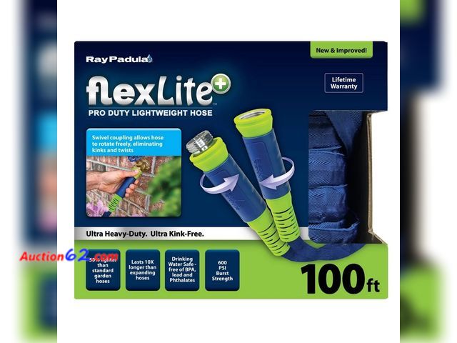 Lot 44-215p - Ray Padula 100' FlexLite Premium Lightweight Hose Blue/Green Appears New, A basic inspection has been given to this item. Sold AS-IS.