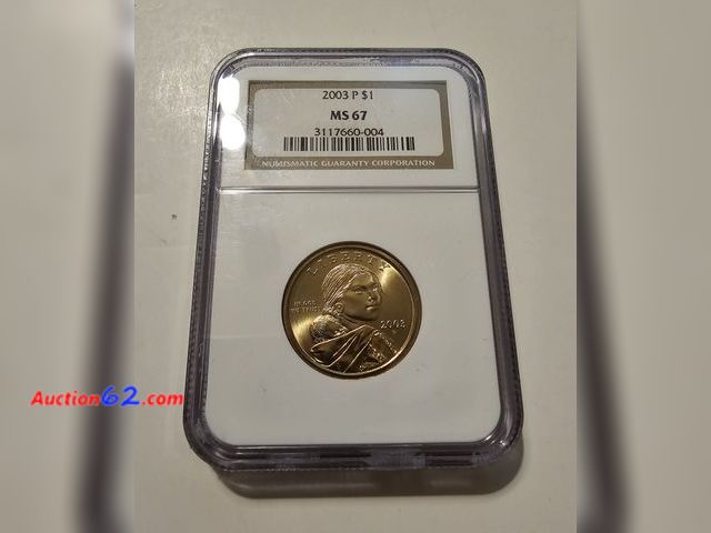 Lot 44-8362w - 2003-P SACAGAWEA DOLLAR GRADED MS67 (MINT STATE) BY NGC. MINTED IN PHILADELPHIA.-NT