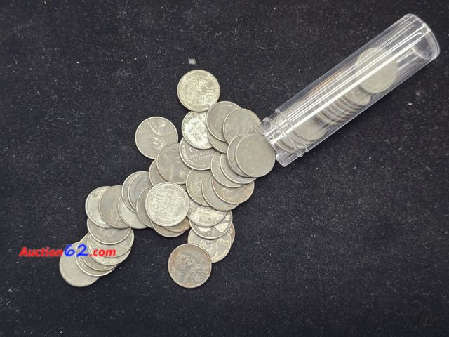 Lot 44-8347o - ROLL OF FIFTY (50) WORLD WAR II EMERGENCY ISSUE 1943 STEEL WHEAT CENTS. VARIOUS MINT MARKS.-NT