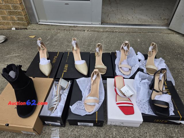 Lot 44-6985p - Lot of 10 Pairs Women's Heels and Boots Various Sizes Appears New, A basic inspection has been given to this item. Sold AS-IS.