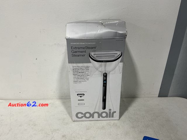Lot 44-829 - Conair ExtremeSteam Garment Steamer Not Tested See All Photo's E-Commerce Return, A basic inspection has been given to this item. Sold AS-IS...