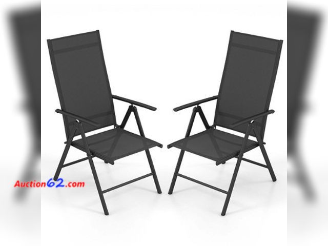 Lot 44-168p - Lot of (2) Sling Patio Dining Folding Chair Black - Room Essentials™ E-Commerce Return, A basic inspection has been given to this item. Sold...