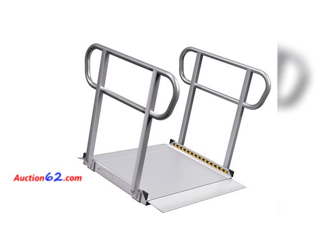 Lot 44-198m - $699.99 Retail price - (No Handrails, Black) Aluminum Wheelchair Ramp 7FT with Continuous Handrails, 1600 LBS See All Photo's Appears New, A...