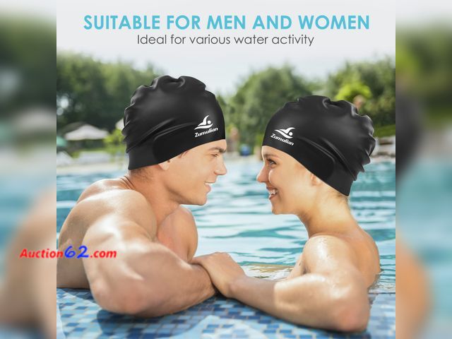 Lot 44-3024t - Lot of 2 - 2-Pack Black Zumulian Swim Caps - 2 Per Package - New - See Pictures Appears New, A basic inspection has been given to this item....