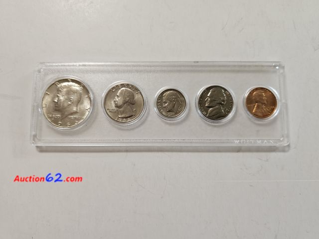 Lot 44-8349q - 1966 SPECIAL MINT SET WITH 40% SILVER KENNEDY HALF DOLLAR, WASHINGTON QUARTER, ROOSEVELT DIME, JEFFERSON NICKEL AND LINCOLN CENT.-NT