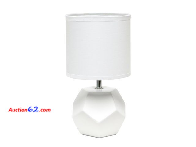 Lot 44-1598p - Simple Designs LT1212-WHT 10.24" Modern Round Geometric Cube Table Lamp with Matching Shade, White Appears New, A basic inspection has been ...