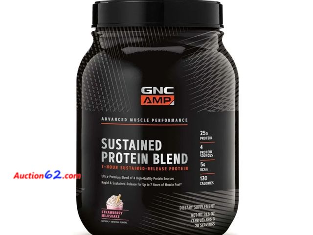 Lot 44-6733g - GNC AMP Sustained Protein Blend, Targeted Muscle Building and Exercise Formula, 4 Protein Sources with Rapid &amp; Sustained Release, Gluten...