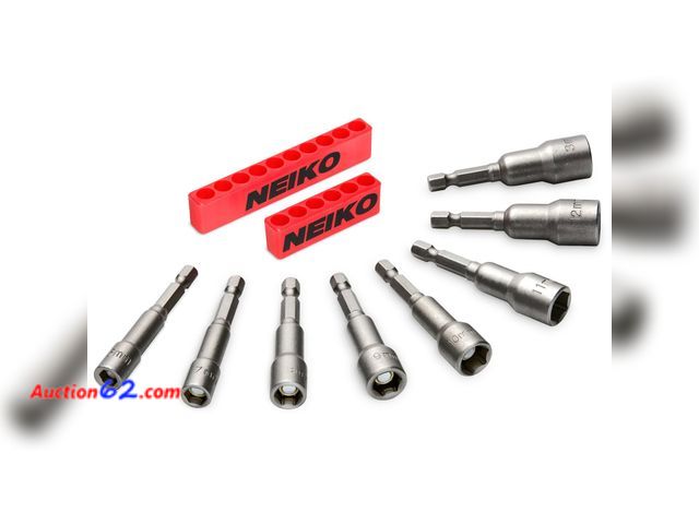 Lot 44-705p - NEIKO 10065A 1/4” Hex Shank Magnetic Power Impact Nut Driver Set |8 Piece Tool Set | Professional Grade Socket Nut Setters| Metric | Sizes 6...