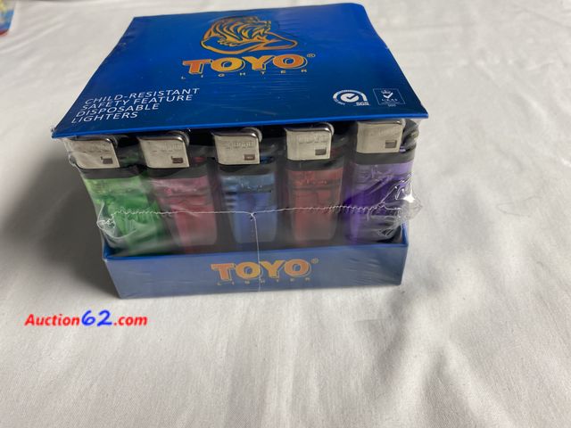 Lot 44-2102f - New. Box of 50 lighters.  Child-Resistant safety feature. Disposable lighters. See photos. Appears New, A basic inspection has been given to...
