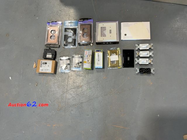 Lot 44-1522p - Brainerd, Legrand, Leviton, Siemens Electrical Components Lot - Assorted Wall Plates, Switches, GFCI Outlets, Circuit Breaker - Mixed Colors...