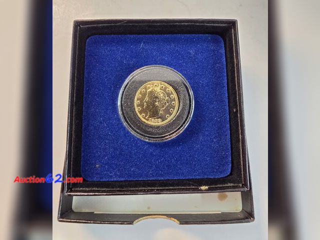 Lot 44-8328g - 1883 UNITED STATES RACKETEER NICKEL. GOLD PLATED 1883 NO CENTS NICKEL THAT WAS USED TO DUPE STORE OWNERS INTO THINKING IT WAS A $5 GOLD COIN...