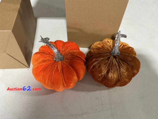 Lot 44-9084m - Retail of $75- Lot of (3) Lcuasc 2pcs each of Velvet Fake Pumpkins Fall Harvest Fabric Foam Pumpkin Thanksgiving Halloween Decor for Table C...