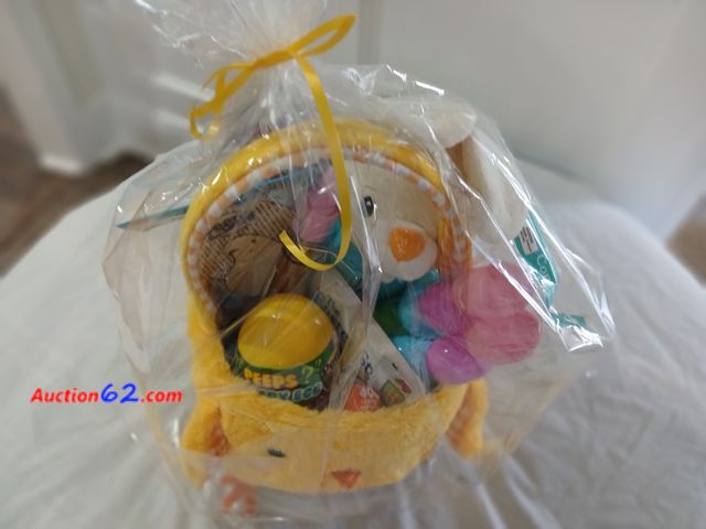 Lot 44-2129j - One new fluffy  Chicken Easter basket.  Basket includes one new Peeps Mystery Egg.  One paintable peeps paddleball with brush and paint.  On...