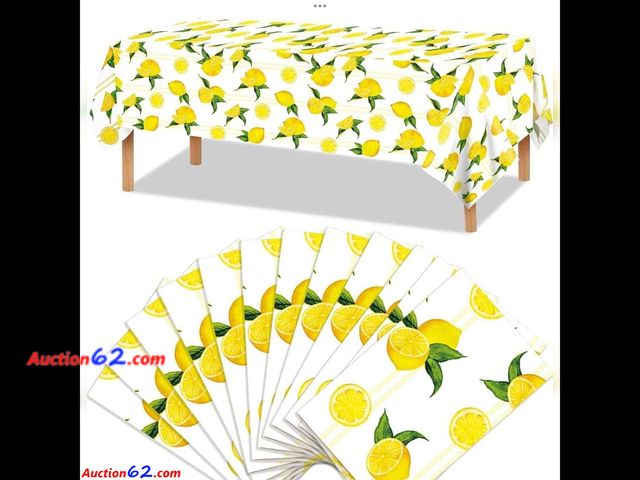 Lot 44-2085m - Table Cloths 12 Pcs Lemon print. Appears New, A basic inspection has been given to this item. Sold AS-IS. See All Photo's Not Tested