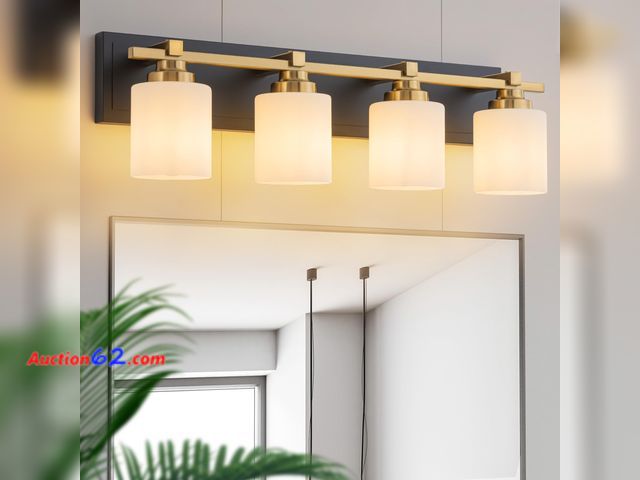 Lot 44-1647w - $112.99 Retail price - BrkNit Modern Bathroom Light Fixtures Over Mirror, Vanity Lights for Bathroom Wall Sconces with Milky White Glass Sha...