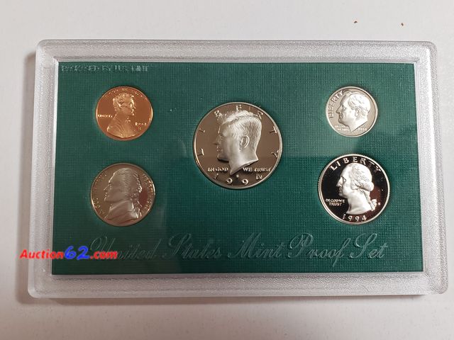 Lot 44-8525p - 1994 PROOF SET W/KENNEDY HALF, WASHINGTON QUARTER, ROOSEVELT DIME, JEFFERSON NICKEL AND LINCOLN CENT. MINTED IN SAN FRANCISCO. COMES IN ORIG...