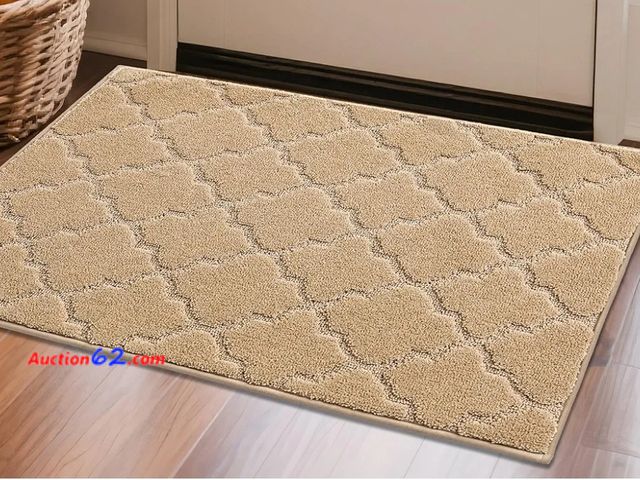 Lot 44-6669t - COSY HOMEER Door Mat Non-Slip for Indoor Use, Absorbent Doormat, Washable Low Profile Entrance Mat, 24"x36",Beige Appears New, A basic inspe...