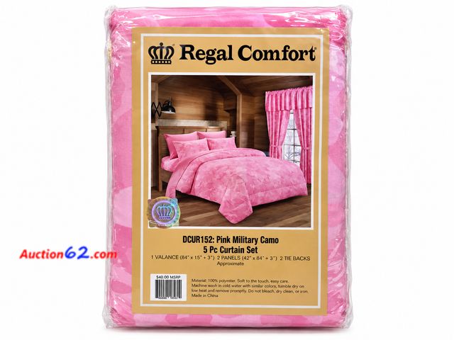 Lot 44-6116m - Regal Comfort, Pink Military Camo 5Pc CURTAIN Set Appears New, A basic inspection has been given to this item. Sold AS-IS. See All Photo's N...