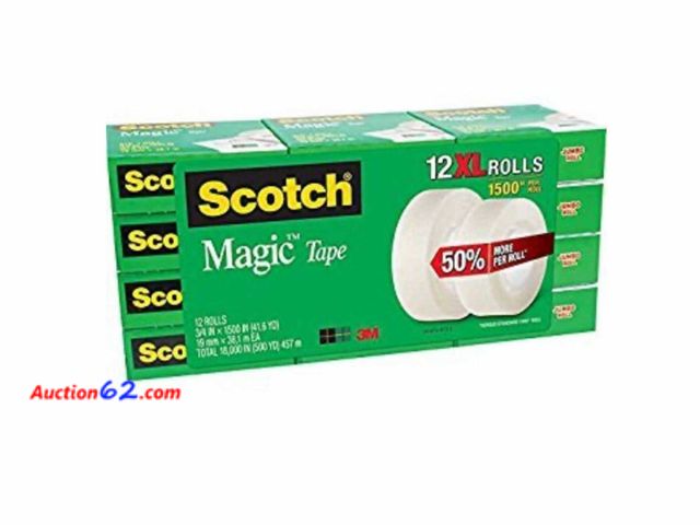 Lot 44-2073m - Scotch Tape Replacement Rplls 12 XL ROLLS. Appears New, A basic inspection has been given to this item. Sold AS-IS. See All Photo's Not Test...