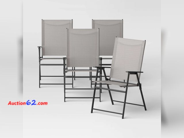Lot 44-156 - $112 Retail price - 4pc Sling Patio Dining Folding Chairs Tan - Room Essentials™ See All Photo's Appears New, A basic inspection has been gi...