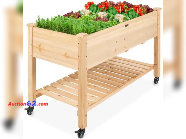 Lot 44-3053t - Mobile Raised Garden Bed Elevated Planter w/ Wheels, Shelf - 48x24x32in - BCP Products SKY5732 - See Pictures E-Commerce Return, A basic ins...