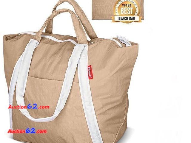 Lot 44-9014f - Lightweight Beach Tote, Medium - Sand, 32 x 20.3 x 26.9 Centimeters Appears New, A basic inspection has been given to this item. Sold AS-IS.