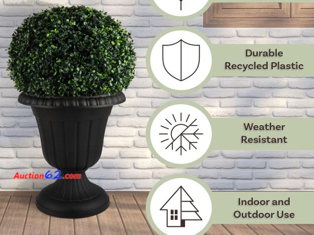 Lot 44-1600w - Pure Garden Outdoor Planter - 16x18-Inch Urn Planter Appears New, A basic inspection has been given to this item. Sold AS-IS. See All Photo'...