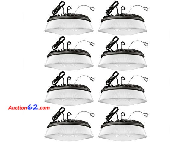 Lot 44-209a - $296.99 Retail price - (1) Has Cosmetic Damage, Otherwise Appears New-Elaruslux 200W 8 Pack UFO LED High Bay Light with Reflector 28,000lm 5...