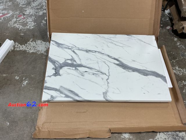 Lot 44-1138p - 30" x 48" White Marble, Indoor/Outdoor All-Season EnduroTop Table Top Appears New, A basic inspection has been given to this item. Sold AS-I...