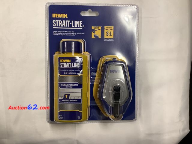 Lot 44-6187w - IRWIN Strait-Line Compact speed line Chalk Reel &amp; Blue Chalk, 30’/9m, NEW. See All Photo's Not Tested Never opened, Factory Sealed