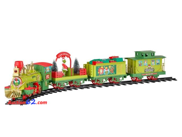 Lot 44-208g - 36-Piece Battery Operated Grinch Holiday Express Train Appears New
