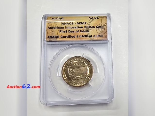 Lot 44-8349f - 2021-D INNOVATION DOLLAR PAYING TRIBUTE TO VIRGINA STATE'S ILLUSTRIOUS HISTORY AND GROUNDBREAKING CONTRIBUTIONS TO AMERICAN INNOVATION. GRAD...