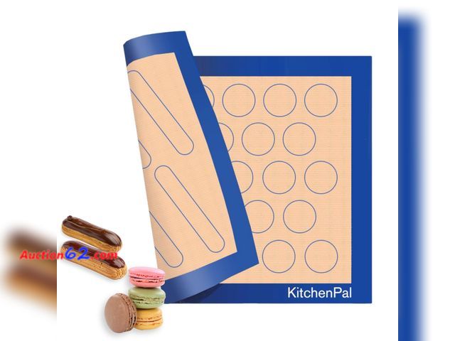 Lot 44-870m - Lot of 2 - Extra-Thick Silicone Baking Mat – Two-Sided Pastry Sheet for Cookies, Macarons &amp; Elciar, Food Grade, BPA Free, Reusable, Non-...