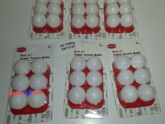 Lot 44-7000g - Lot of (6) Red Jr table tennis balls, 6 ct Appears New, A basic inspection has been given to this item. Sold AS-IS. Never opened, Factory Se...